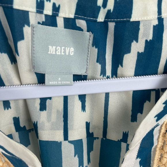 Anthropologie Maeve Multi Patterned Sheer Notch Neck Blouse - Picture 3 of 7